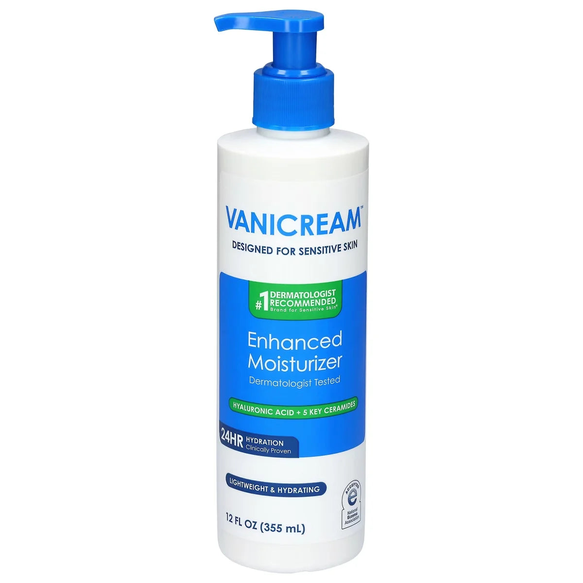 Vanicream Enhanced Moisturizer for Sensitive Skin - Unscented - 12oz: Contains Hyaluronic Acid, Face & Body.